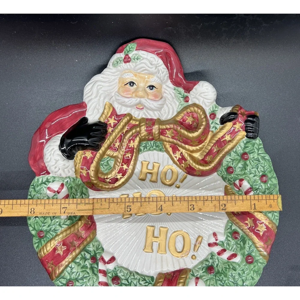 Vtg Fitz‎ and Floyd Santa Wreath Plate Wall Hanging Christmas Holiday Decor
